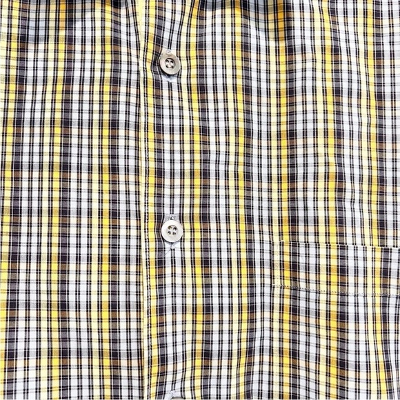 Ermenegildo Zegna Dress Shirt Size Large Blue Yellow Check Long Sleeve Luxury - Picture 3 of 5